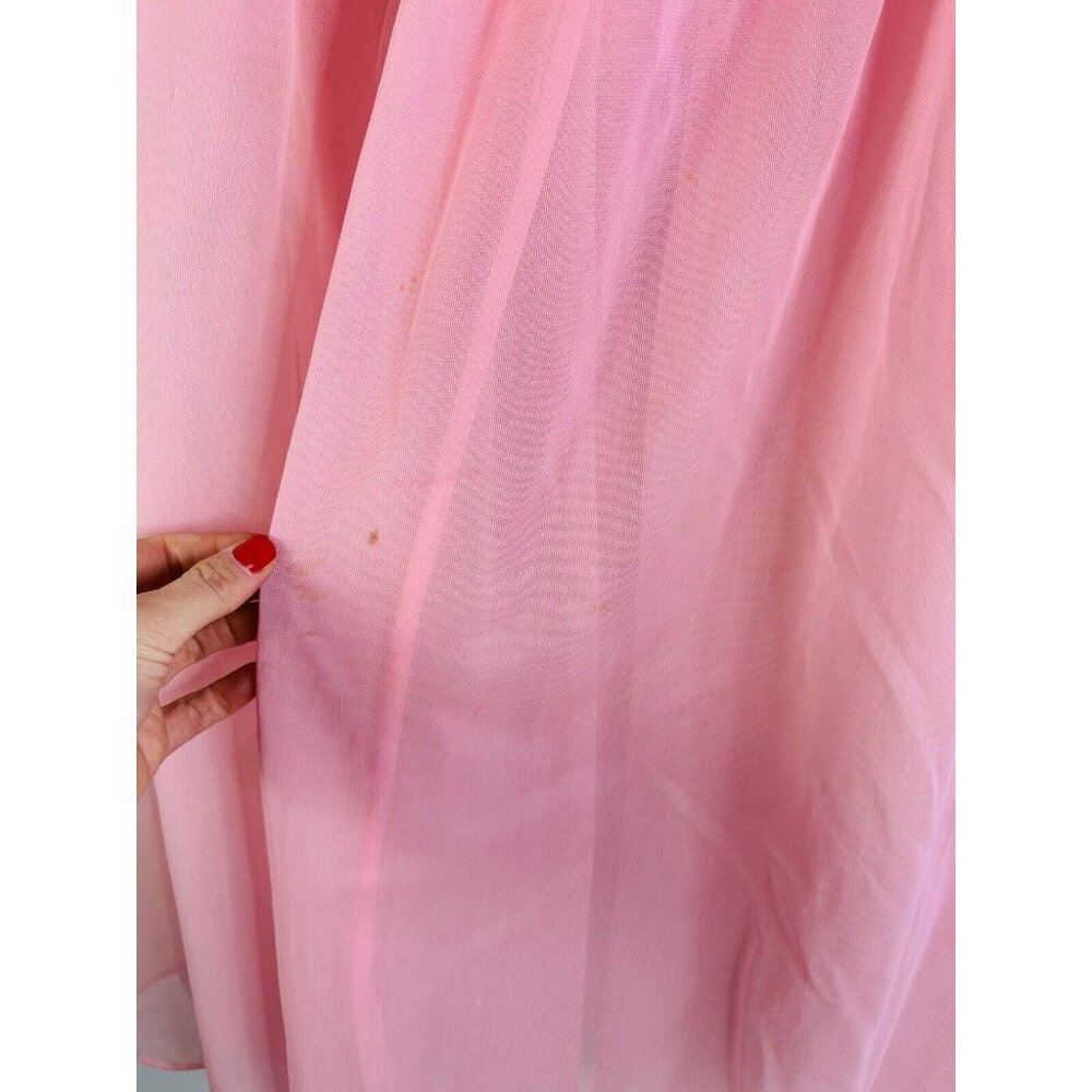 Vintage 60s Pink Nylon Chiffon Flowy Peignoir Gown USA  Fairy Angel - Picture 6 of 8